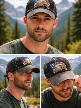 KBETHOS American Eagle USA Flag Embroidered Baseball Cap Adjustable Black New